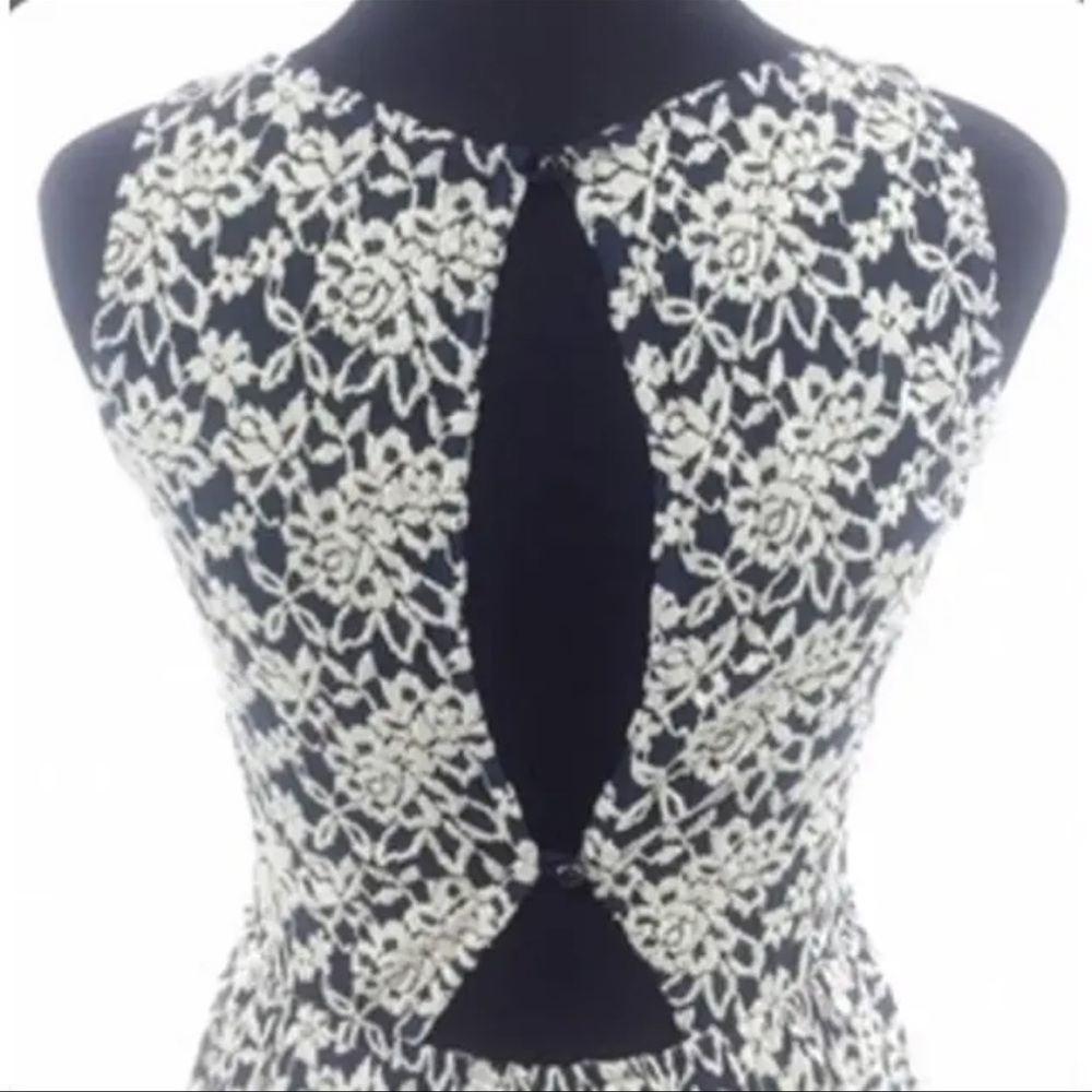 Floral Lace Sleeveless Scalloped Hem Dress - Picture 4 of 5